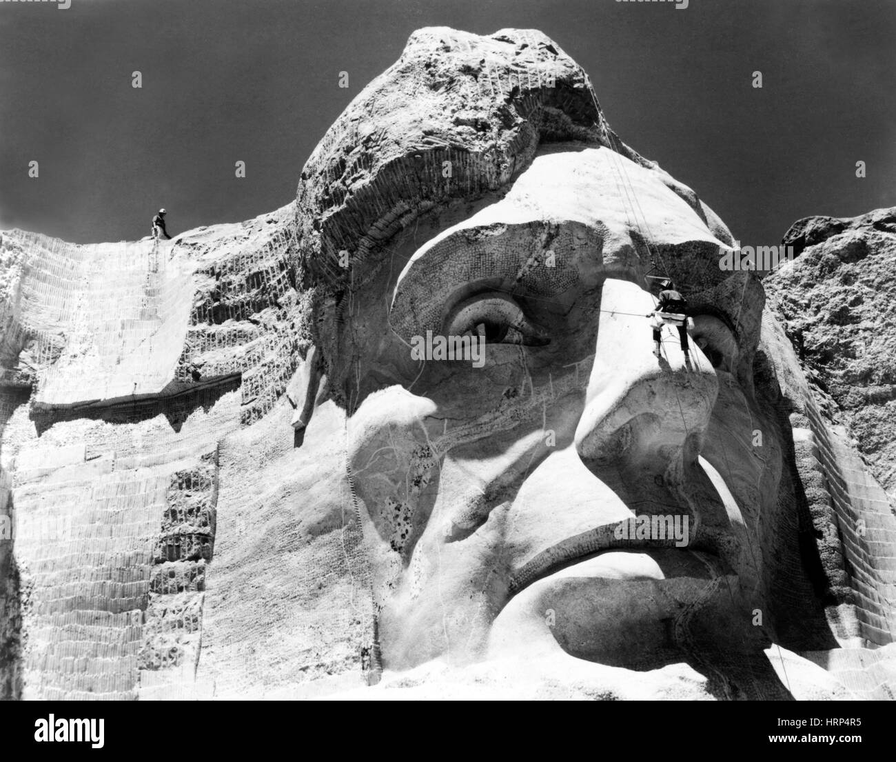 Mount Rushmore Sculpture Maintenance Stock Photo
