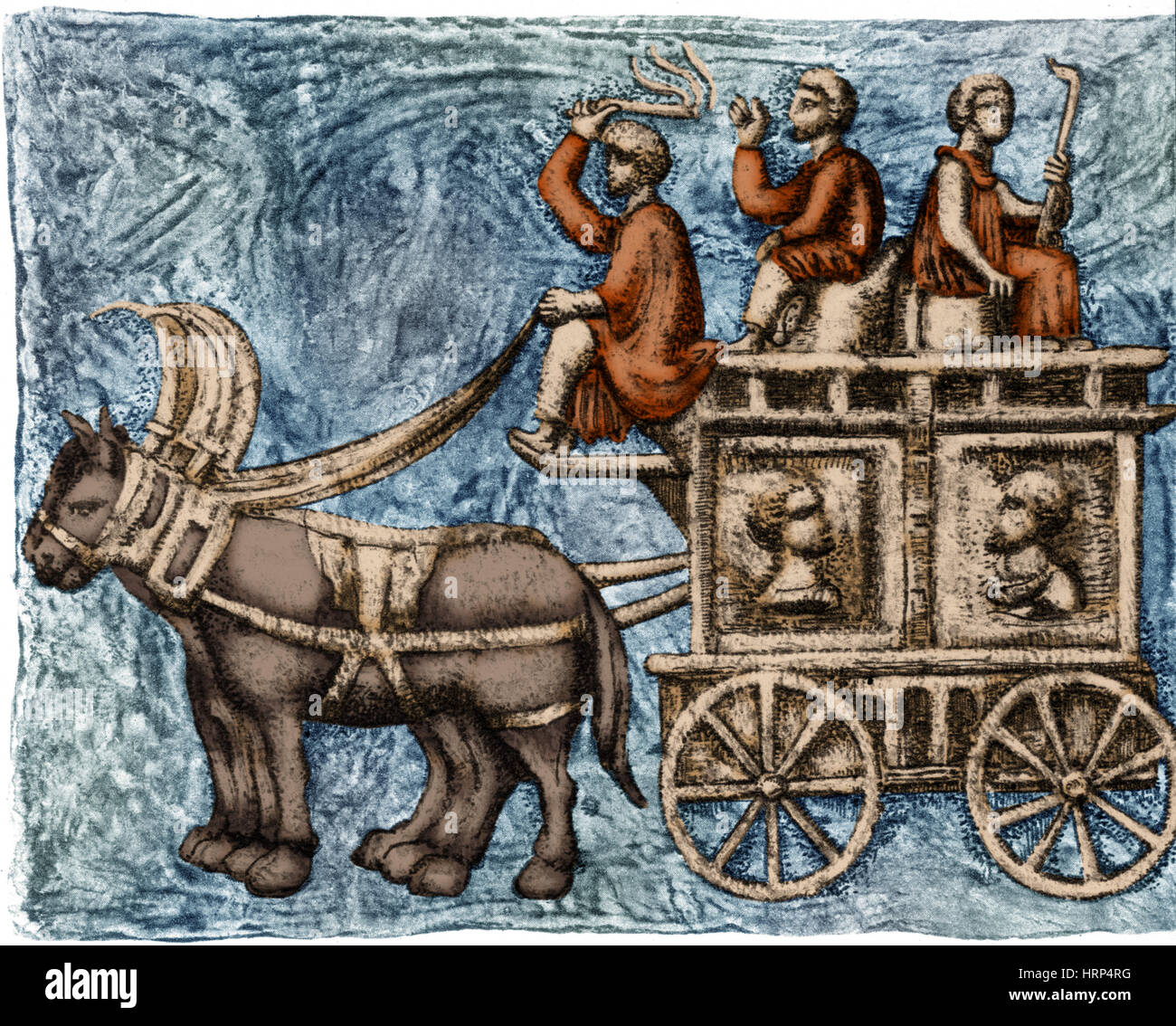 Roman Four-Wheeled Traveling Wagon Stock Photo