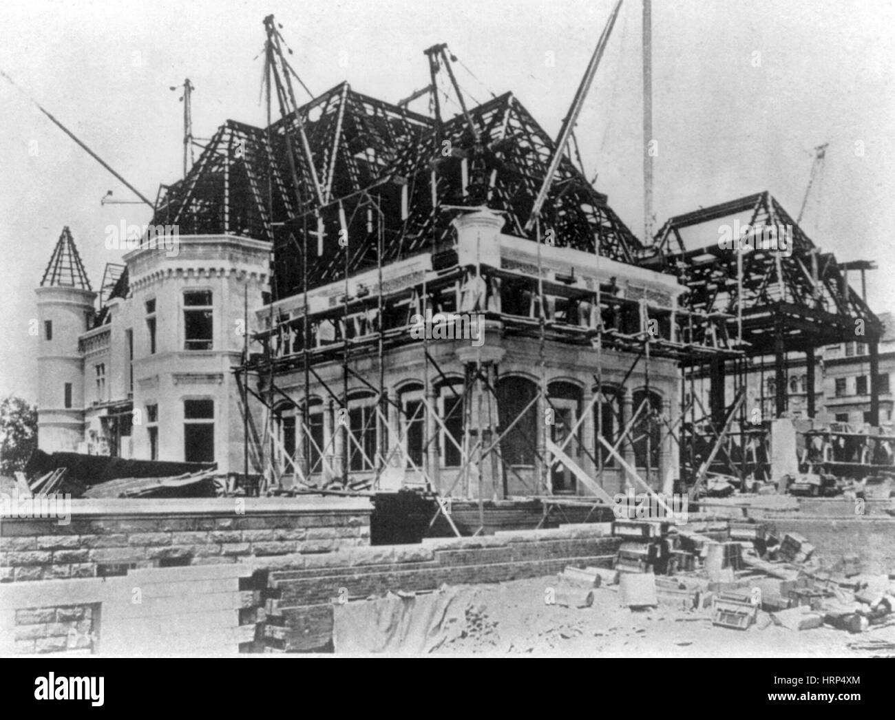 NYC, Riverside Mansion Under Construction, 1905 Stock Photo