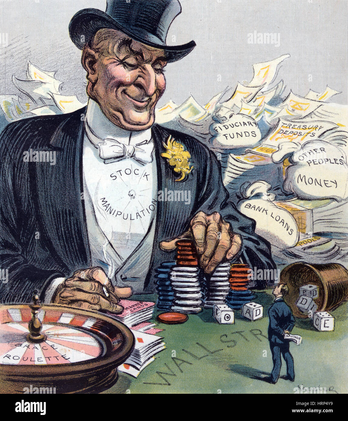 Wall Street Gambling, Stock Manipulation, 1908 Stock Photo
