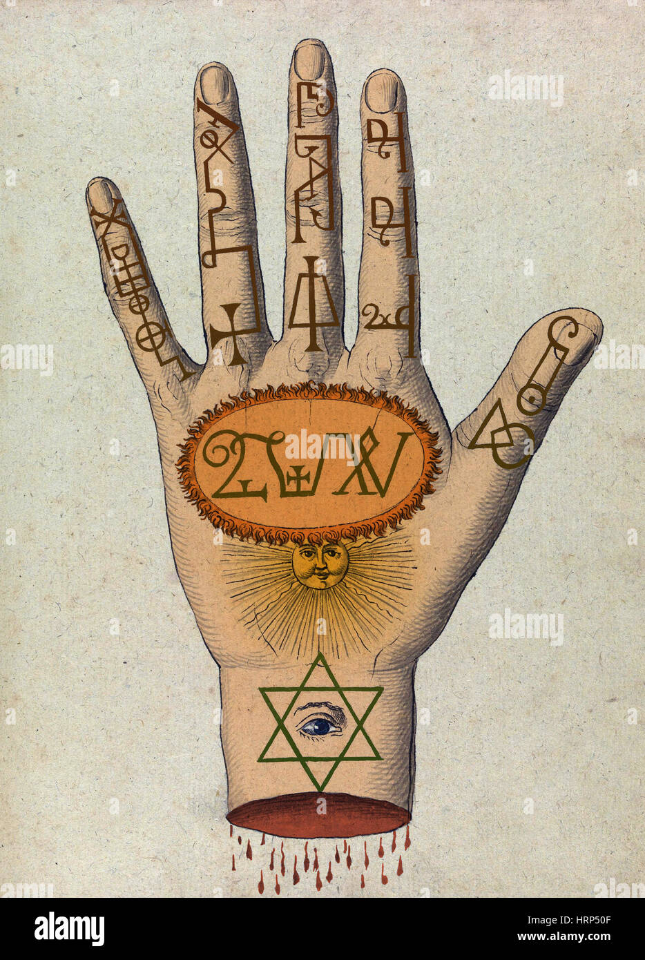 Cabbalistic Signs and Sigils, 18th Century Stock Photo