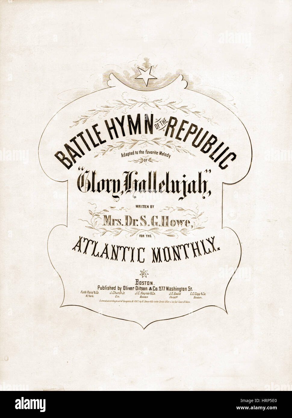 Battle Hymn of the Republic, Julia Ward Howe, 1862 Stock Photo