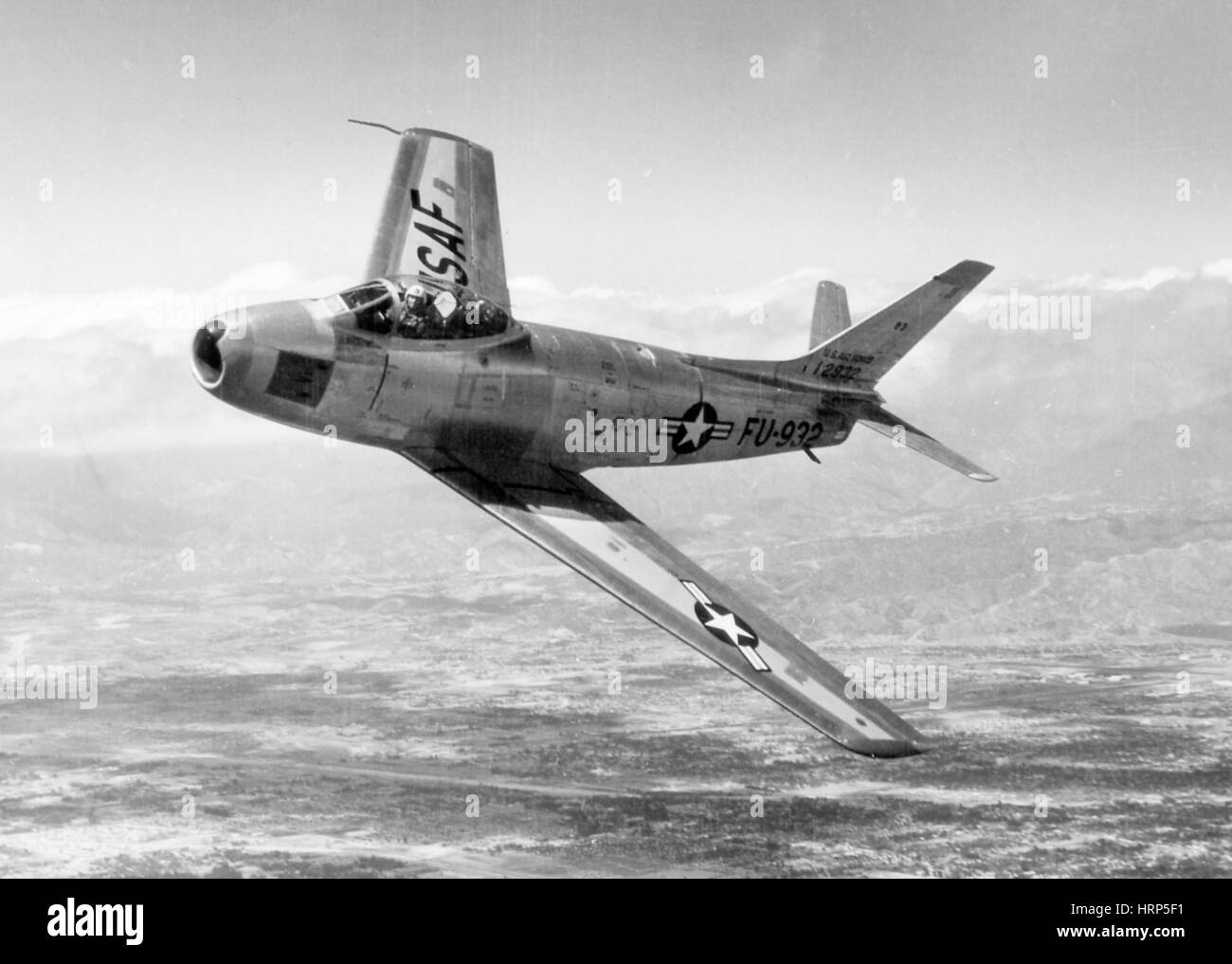 F-86 Sabre, First Swept-Wing Fighter, 1950s Stock Photo