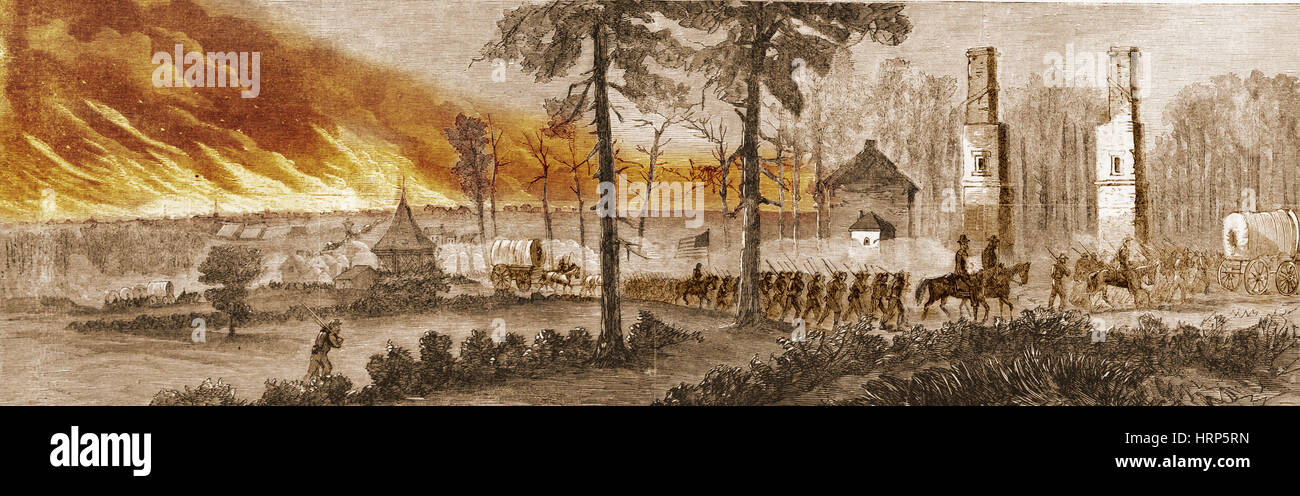 Troops Leaving Atlanta, Civil War, 1864 Stock Photo