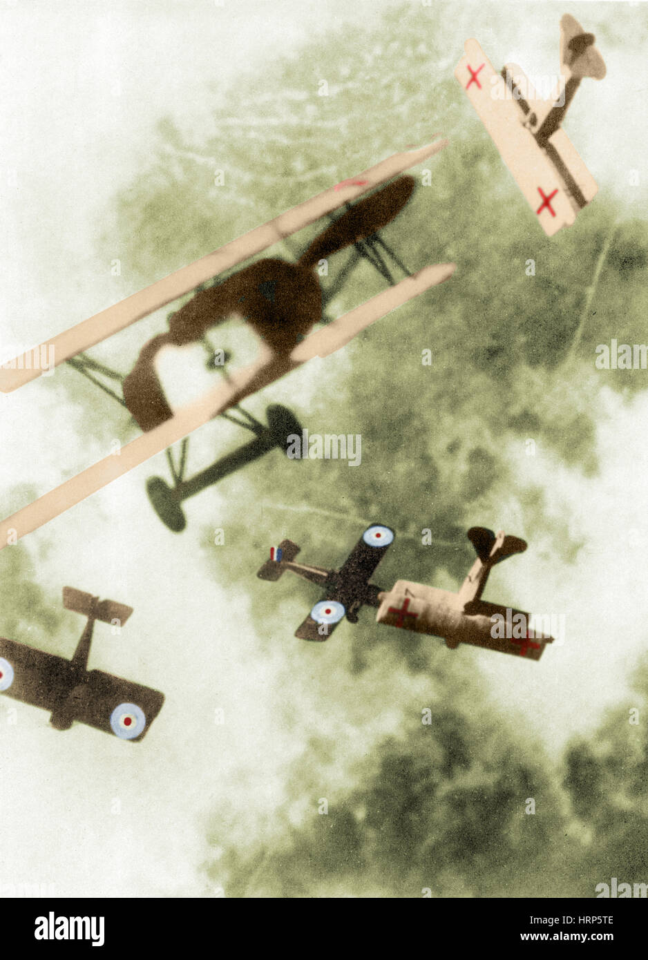 WWI, German and British Dogfight Stock Photo