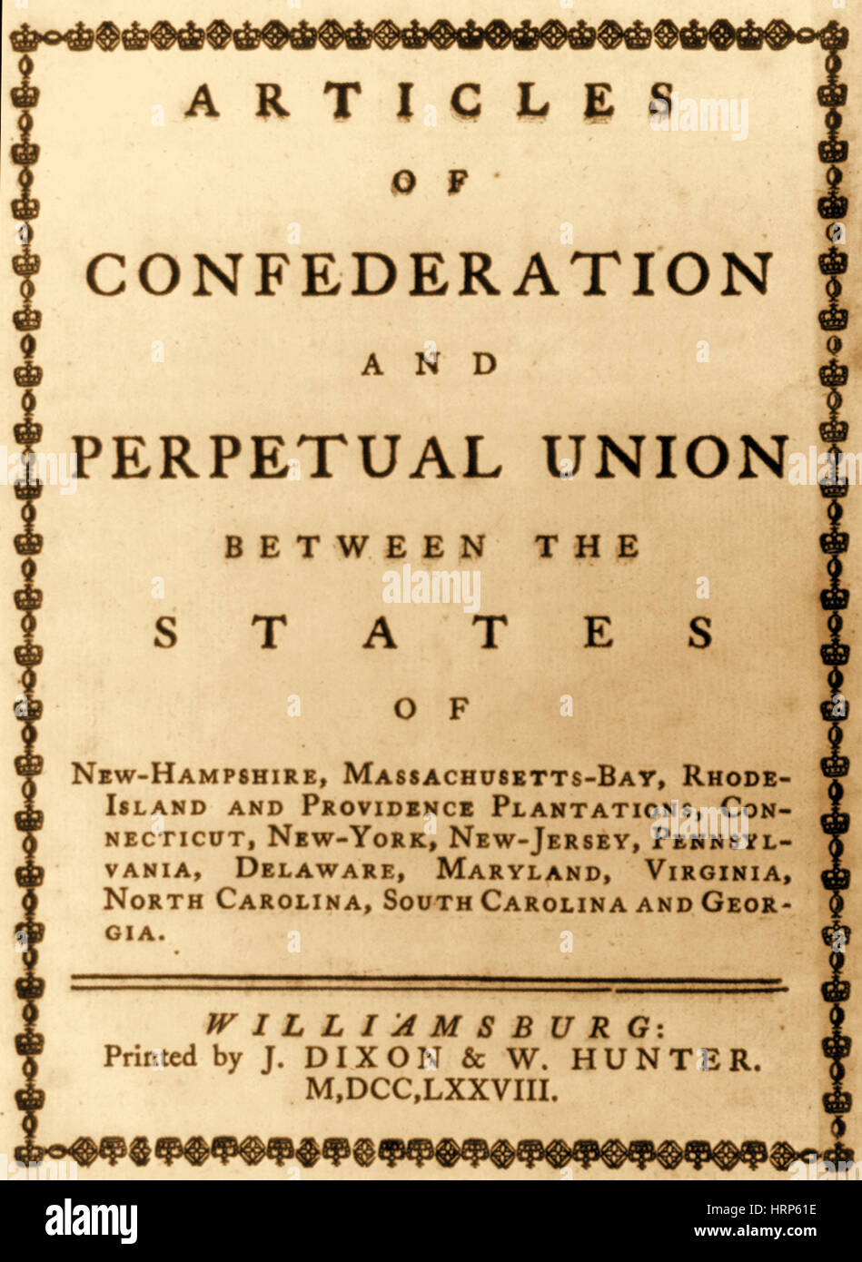Articles of Confederation, 1777 Stock Photo
