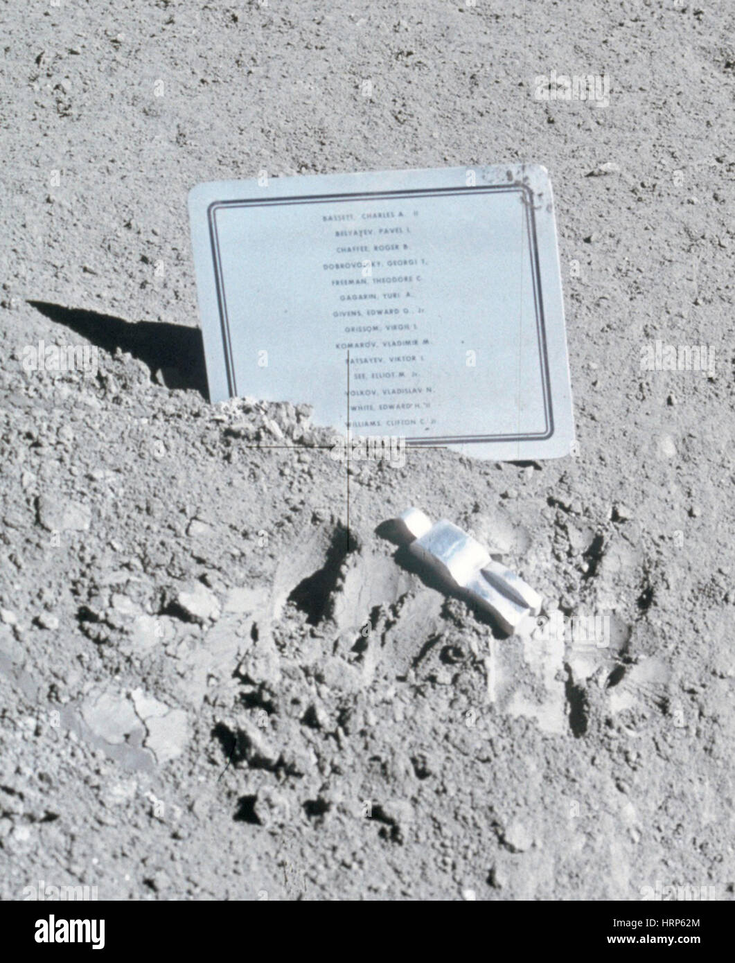 Plaque Commemorating Fallen Space Travelers, 1971 Stock Photo