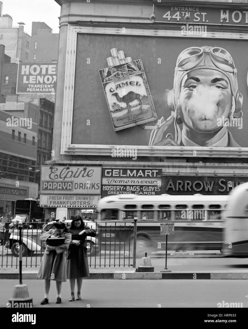 NYC, Camel Cigarette 'Smoking Man', 1943 Stock Photo