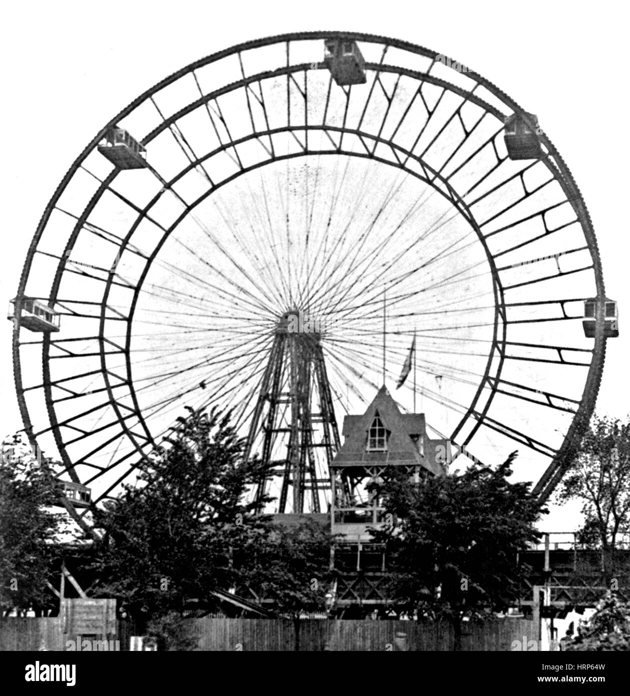 Columbian Expo, Constructing World's First Ferris Wheel, 1893 Stock Photo