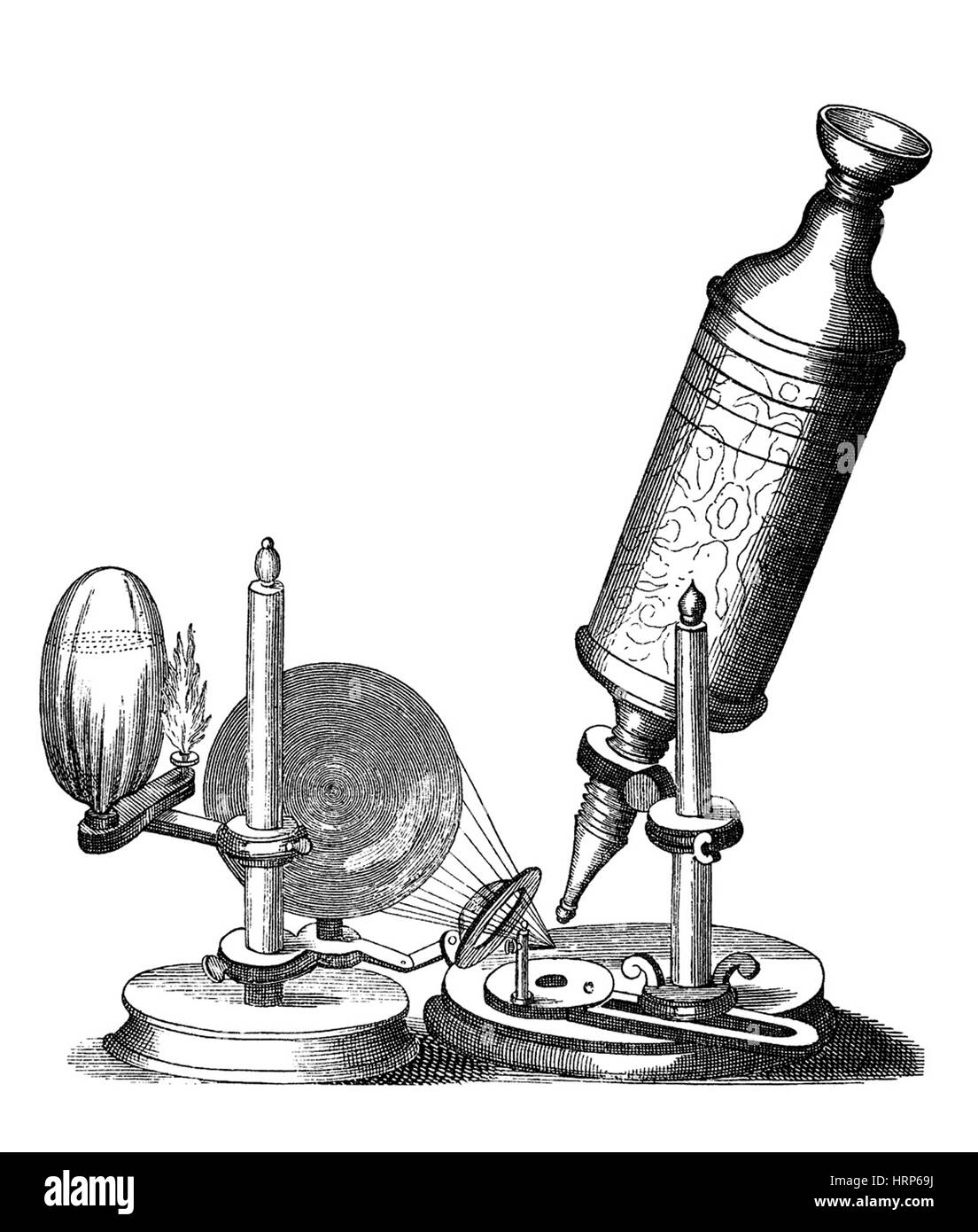 Robert Hooke Microscope, 17th Century Stock Photo