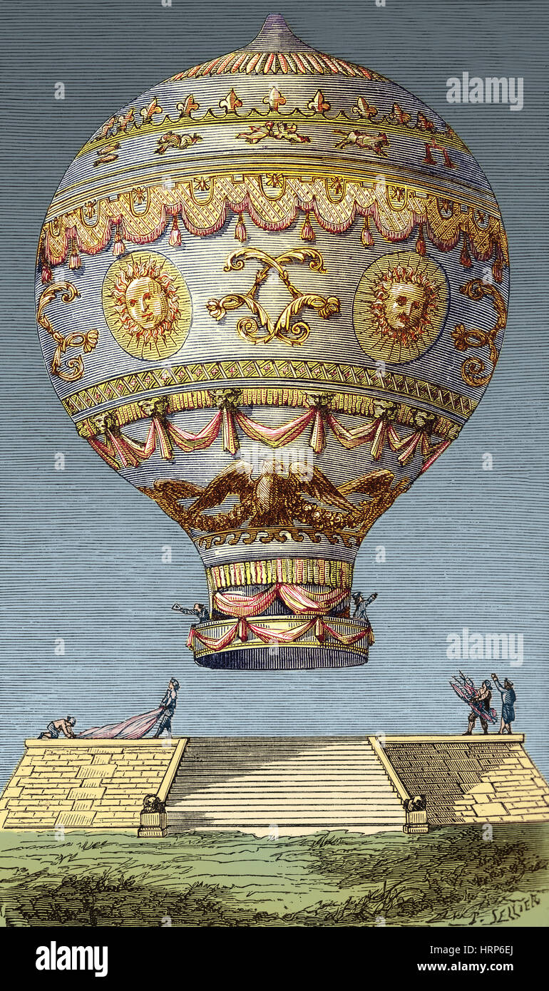 Montgolfier Balloon Flight, 1783 Stock Photo