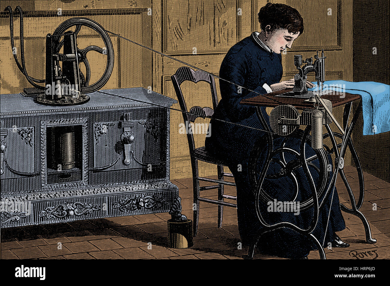 Steam Powered Sewing Machine Stock Photo