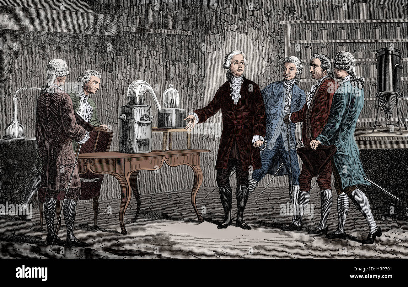 Lavoisier's Air Composition Experiment, 1776 Stock Photo