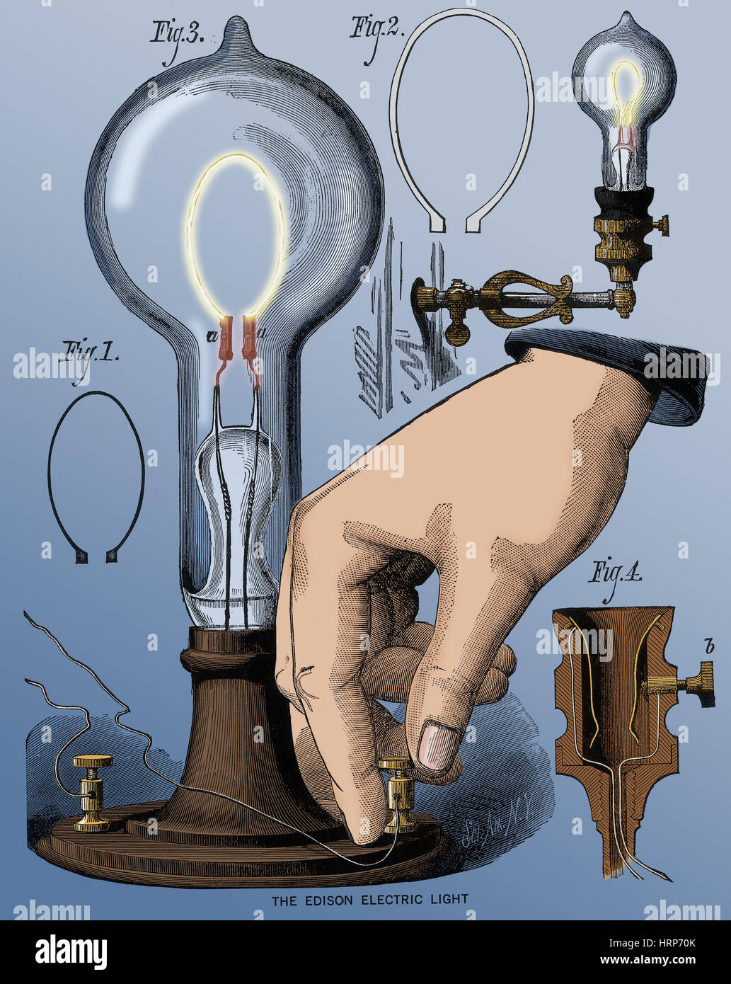 Edison Electric Light, Carbon Filament Lamp, 1880 Stock Photo