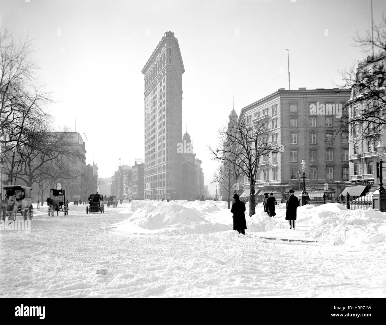 NYC, Flatiron Building After Snowstorm, 1905 Stock Photo