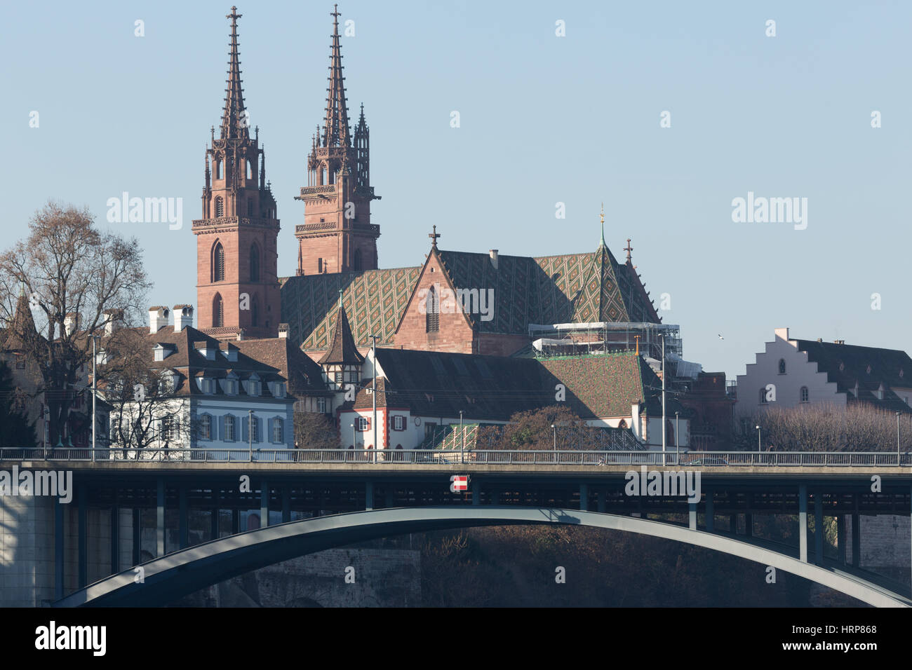 A different angle of the cathedral on the Rhine river in Basel, Switzerland. Otherwise known as