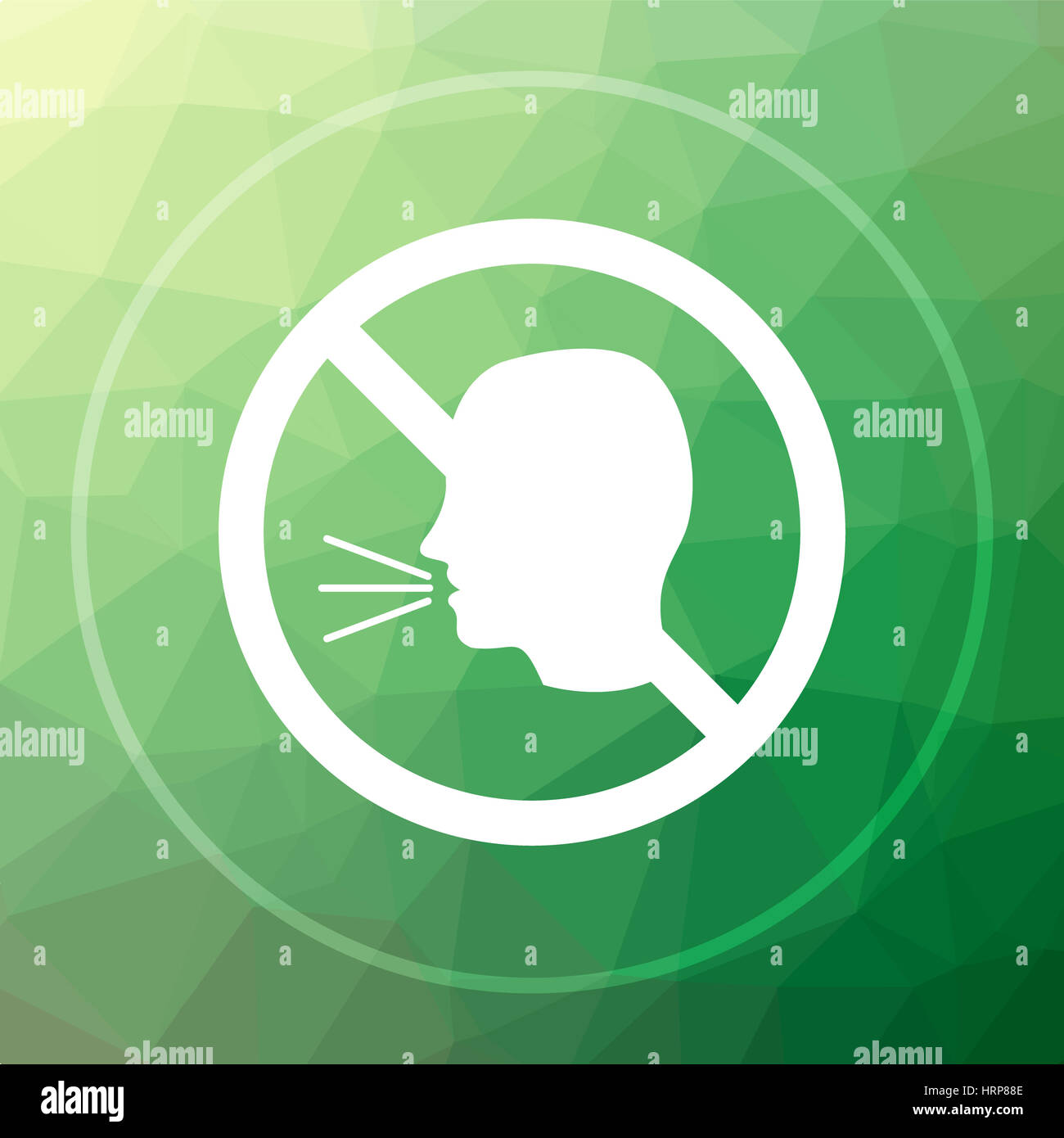 No talking icon. No talking website button on green low poly background ...
