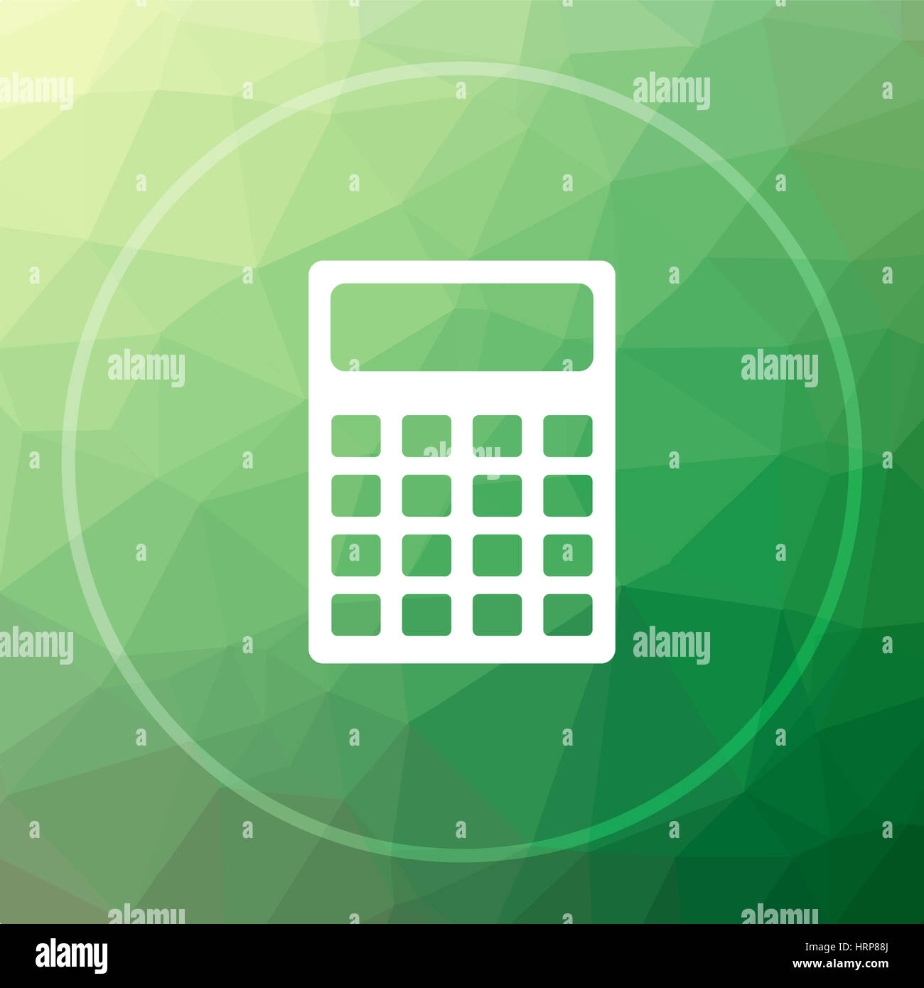 Calculator icon. Calculator website button on green low poly background ...