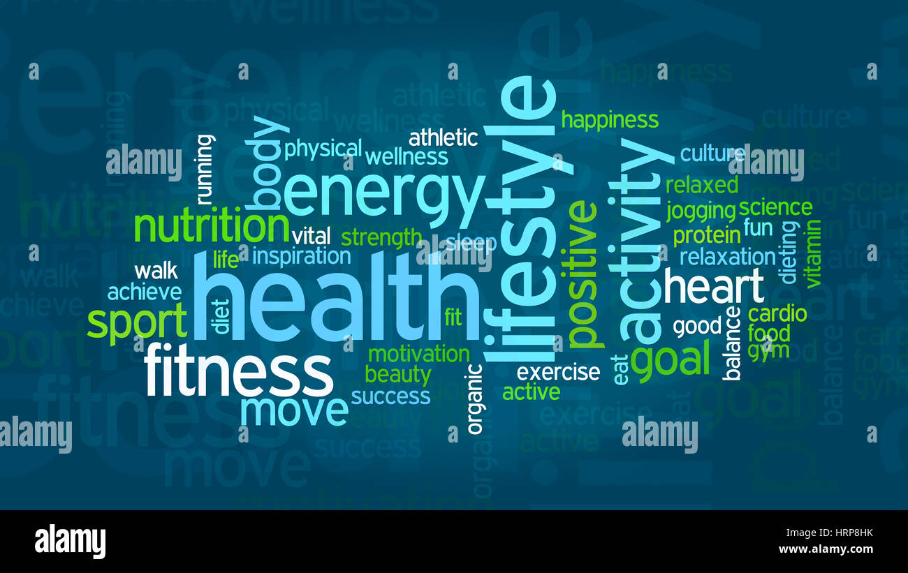 word cloud with terms about health and wellness, flat style Stock Photo -  Alamy