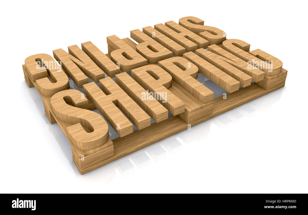 pallet made with the word shipping (3d render Stock Photo Alamy