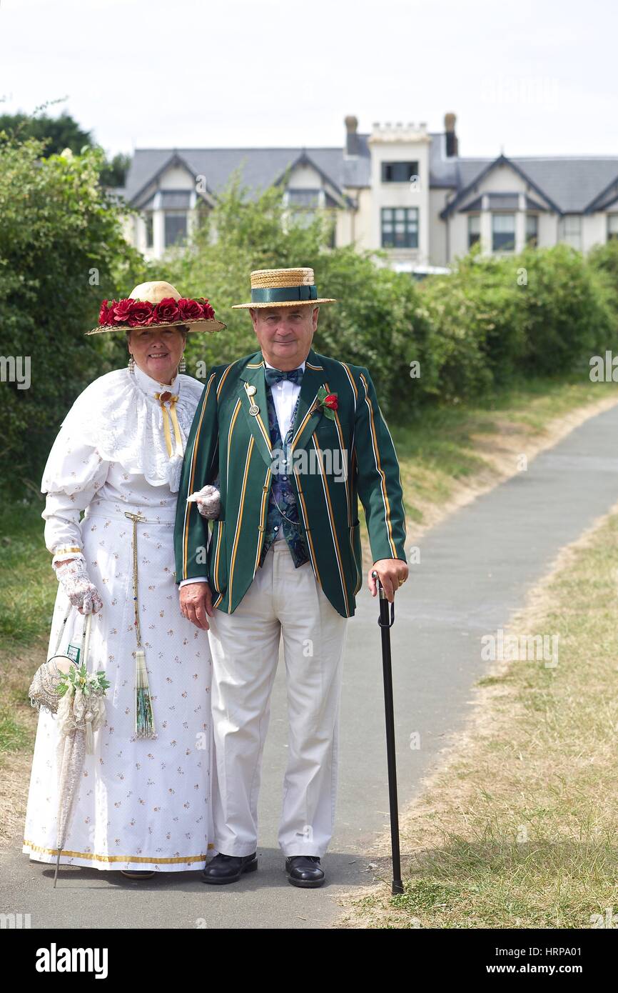 Two Victorian Strollers at Dimbola Lodge Photographic Museum and Galleries, Freshwater Bay, Isle of Wight Stock Photo