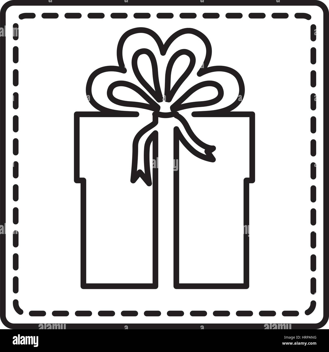 monochrome contour square and dotted line with gift box Stock Vector ...