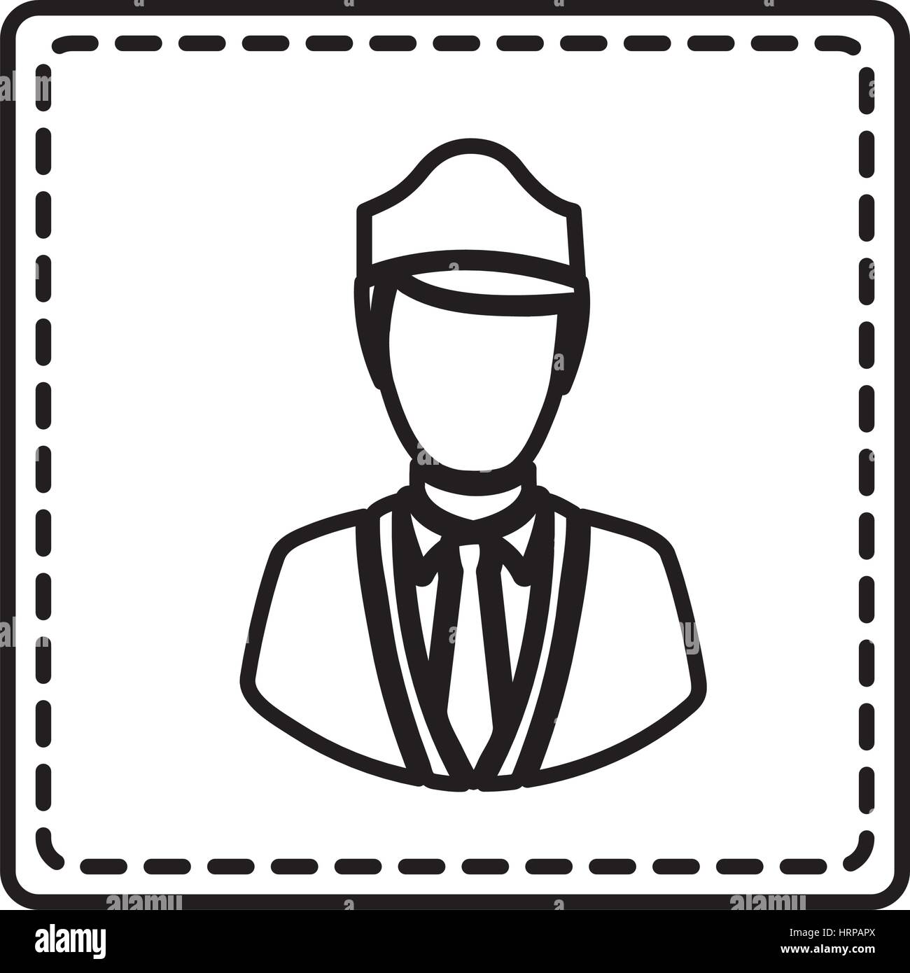 monochrome contour square and dotted line with flight attendant Stock ...