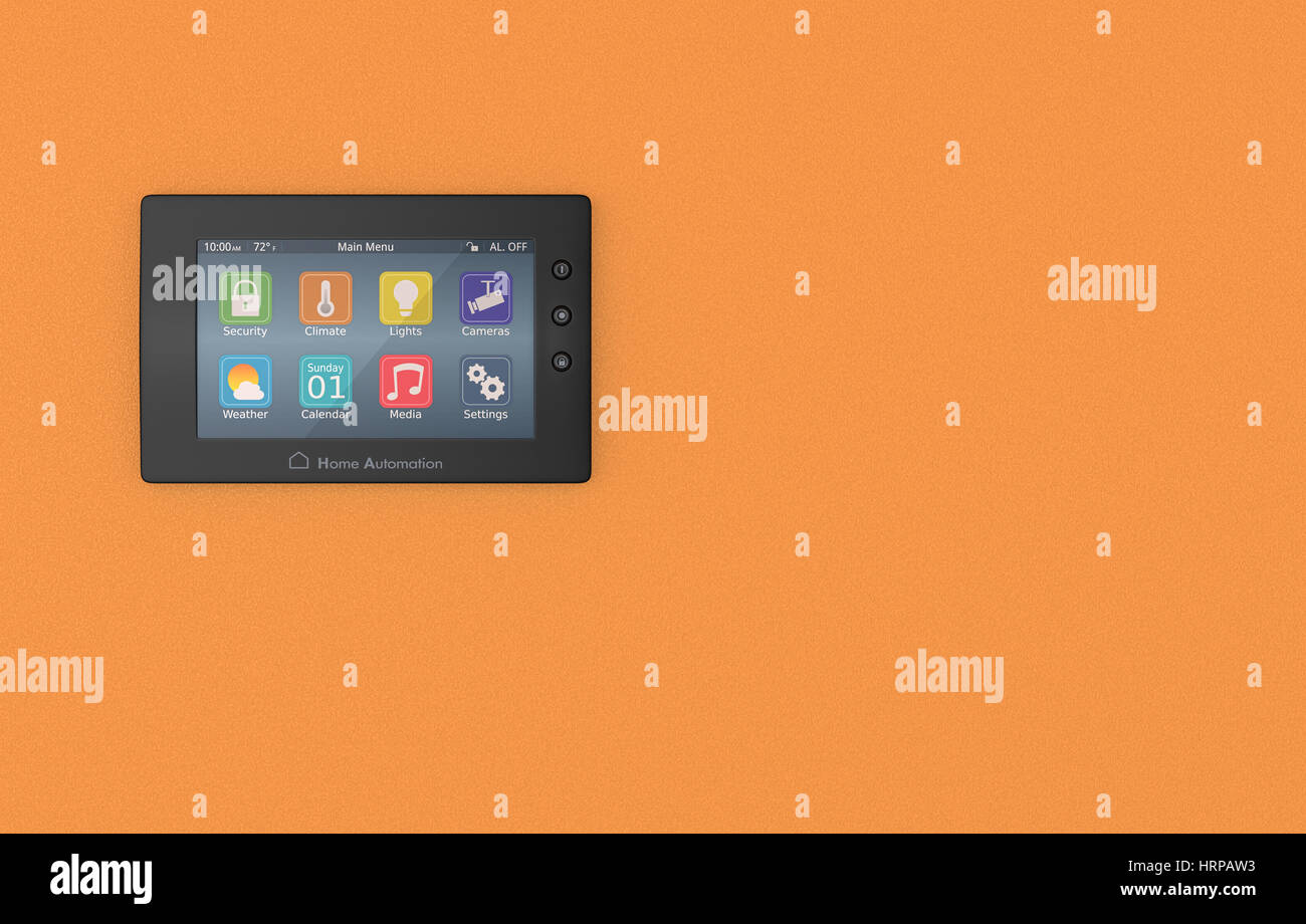 wall control panel for home automation system (3d render Stock Photo