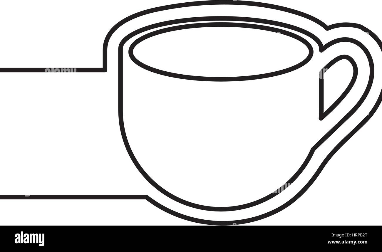 monochrome contour with coffee cup and banner Stock Vector Image & Art ...