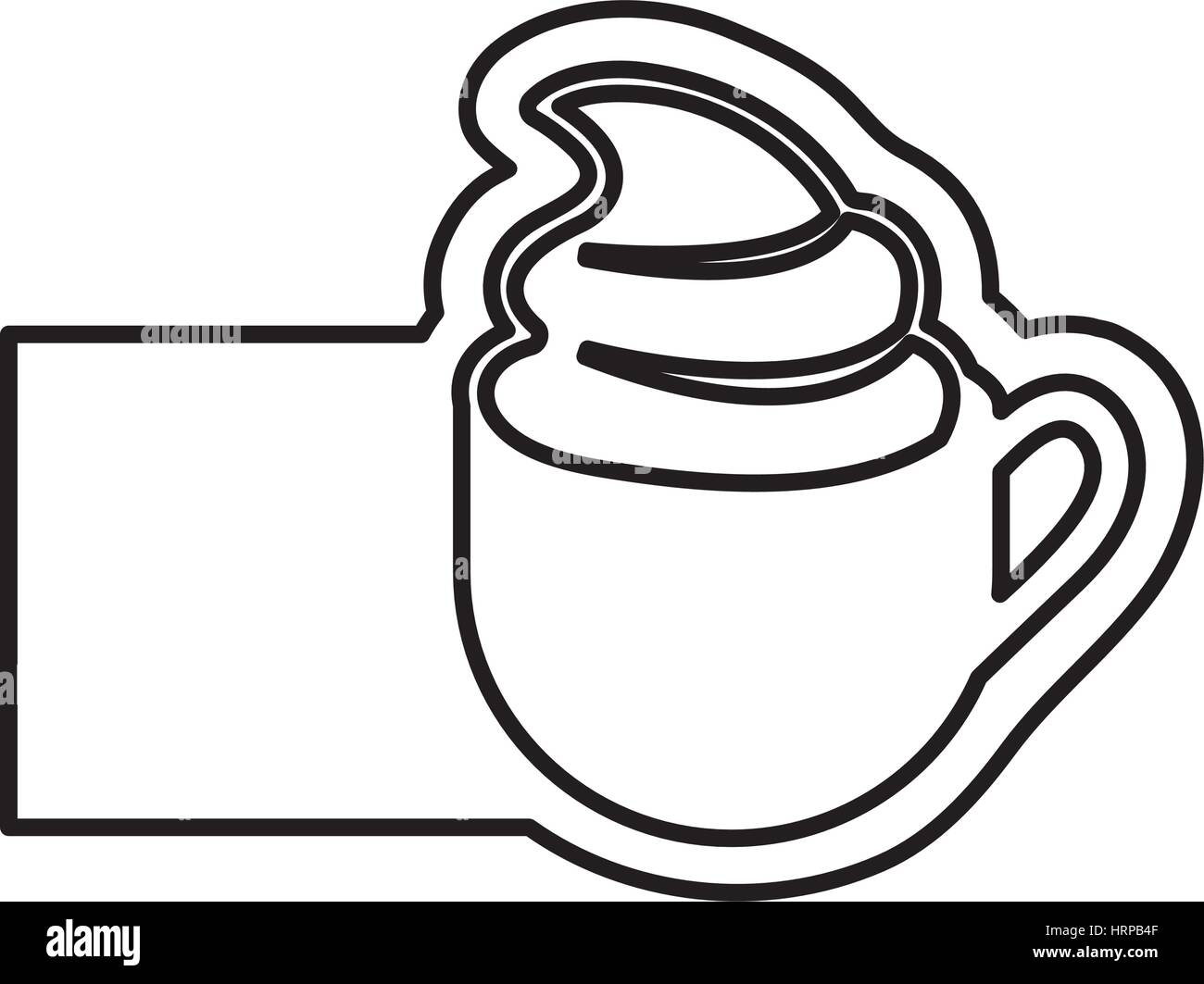 monochrome contour with coffee cup with cream and banner Stock Vector ...