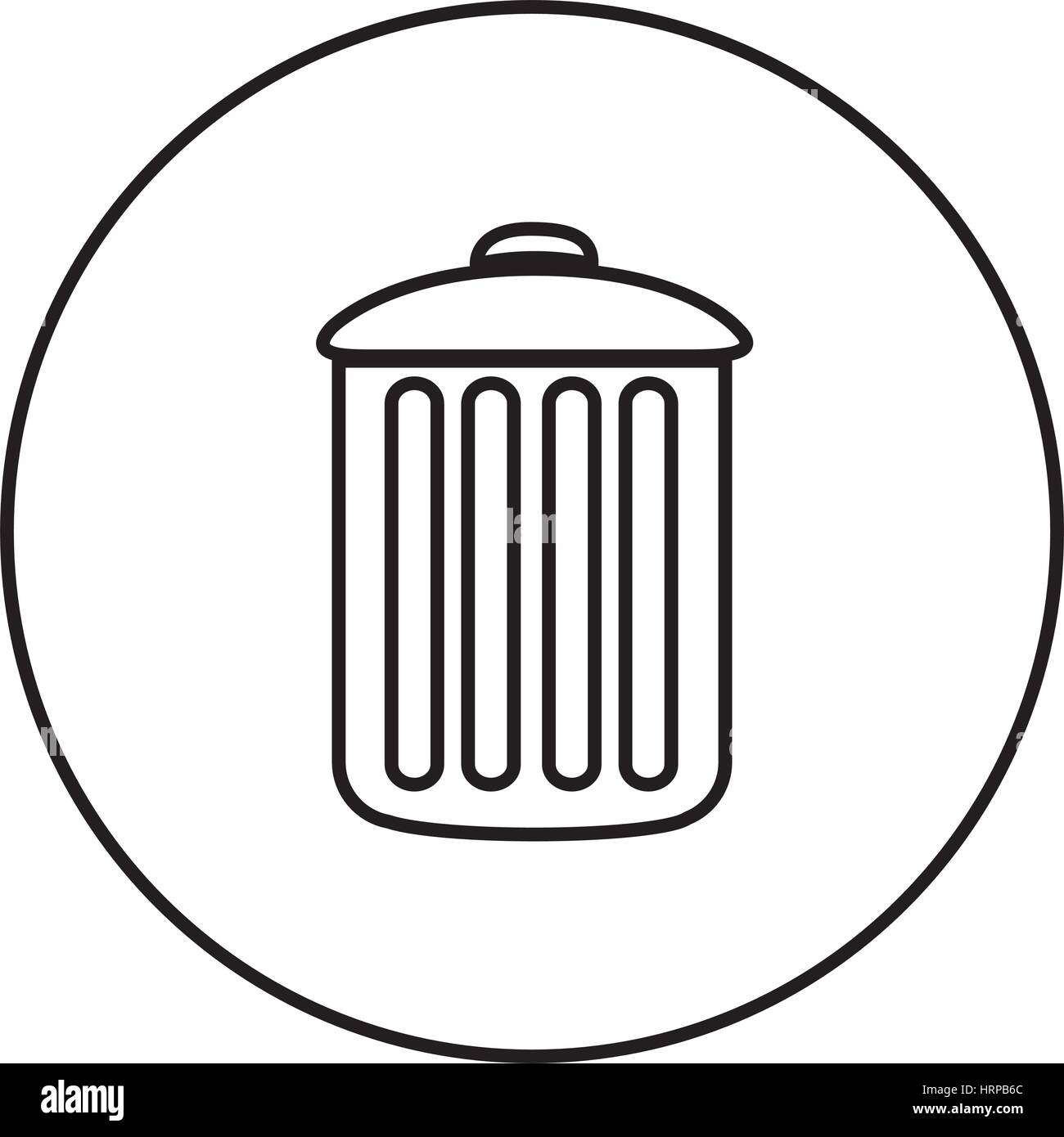 monochrome contour circular frame with trash container Stock Vector ...