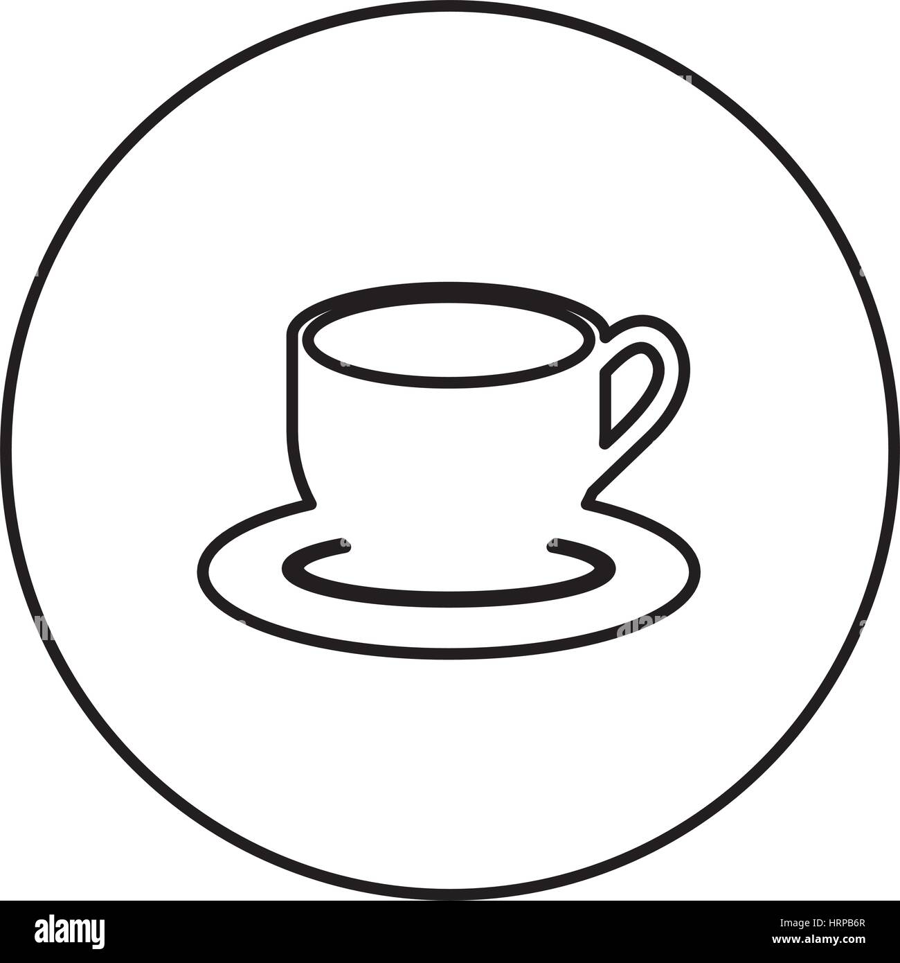 monochrome contour circular frame with coffee cup Stock Vector Image ...