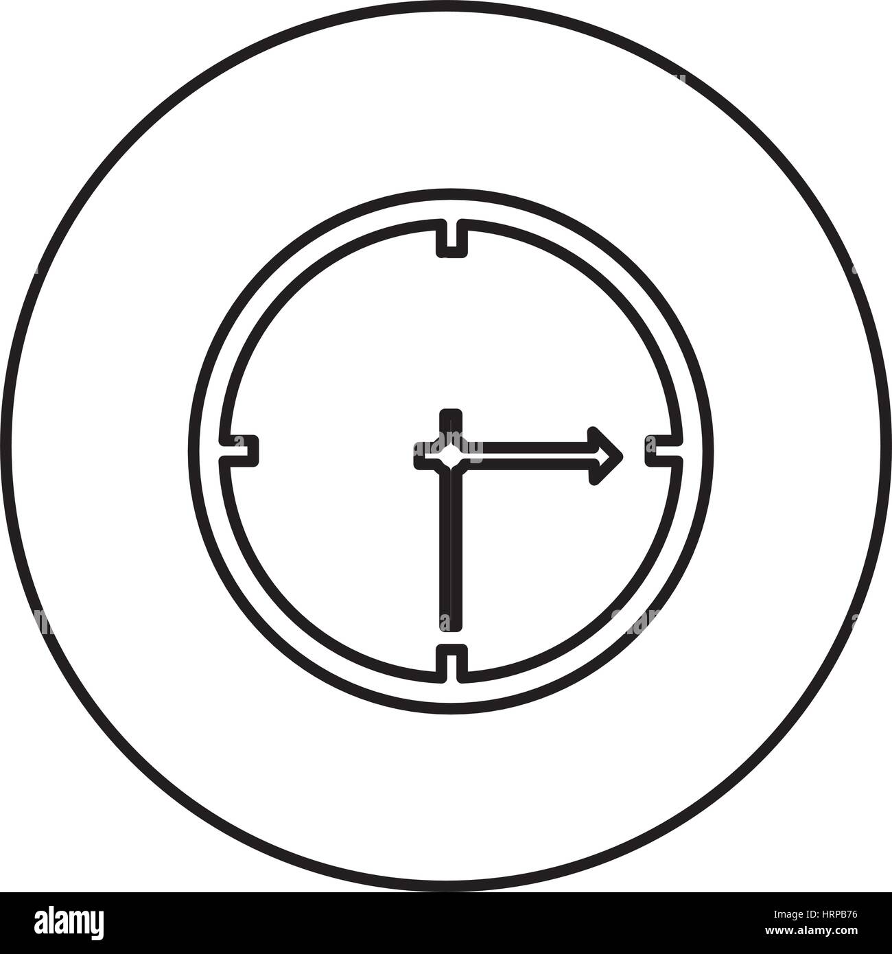 monochrome contour circular frame with wall clock Stock Vector Image ...
