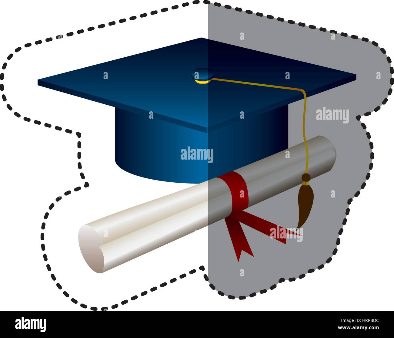 sticker silhouette graduation cap with certificate Stock Vector Image ...