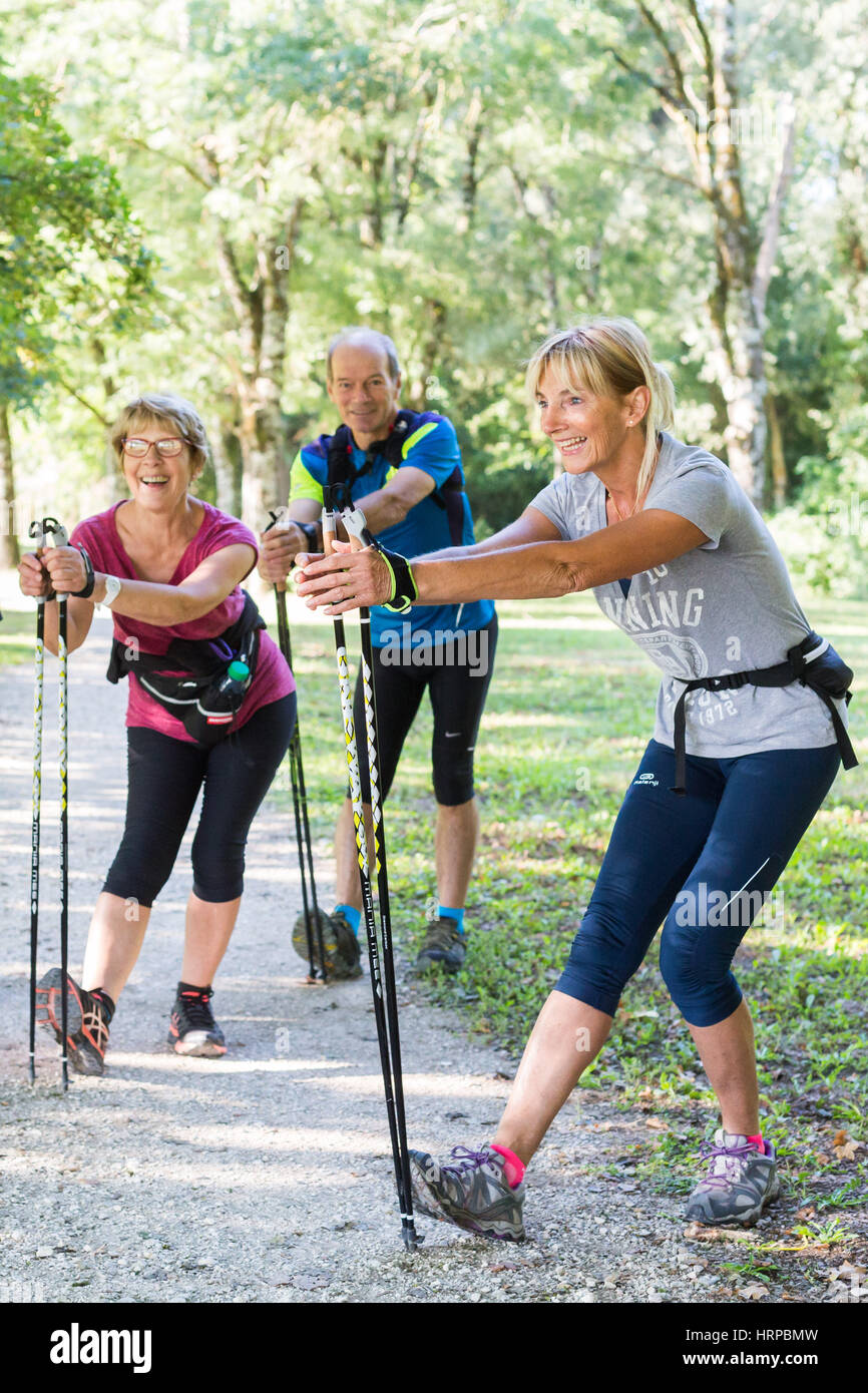 Old people nordic walking hi-res stock photography and images - Alamy