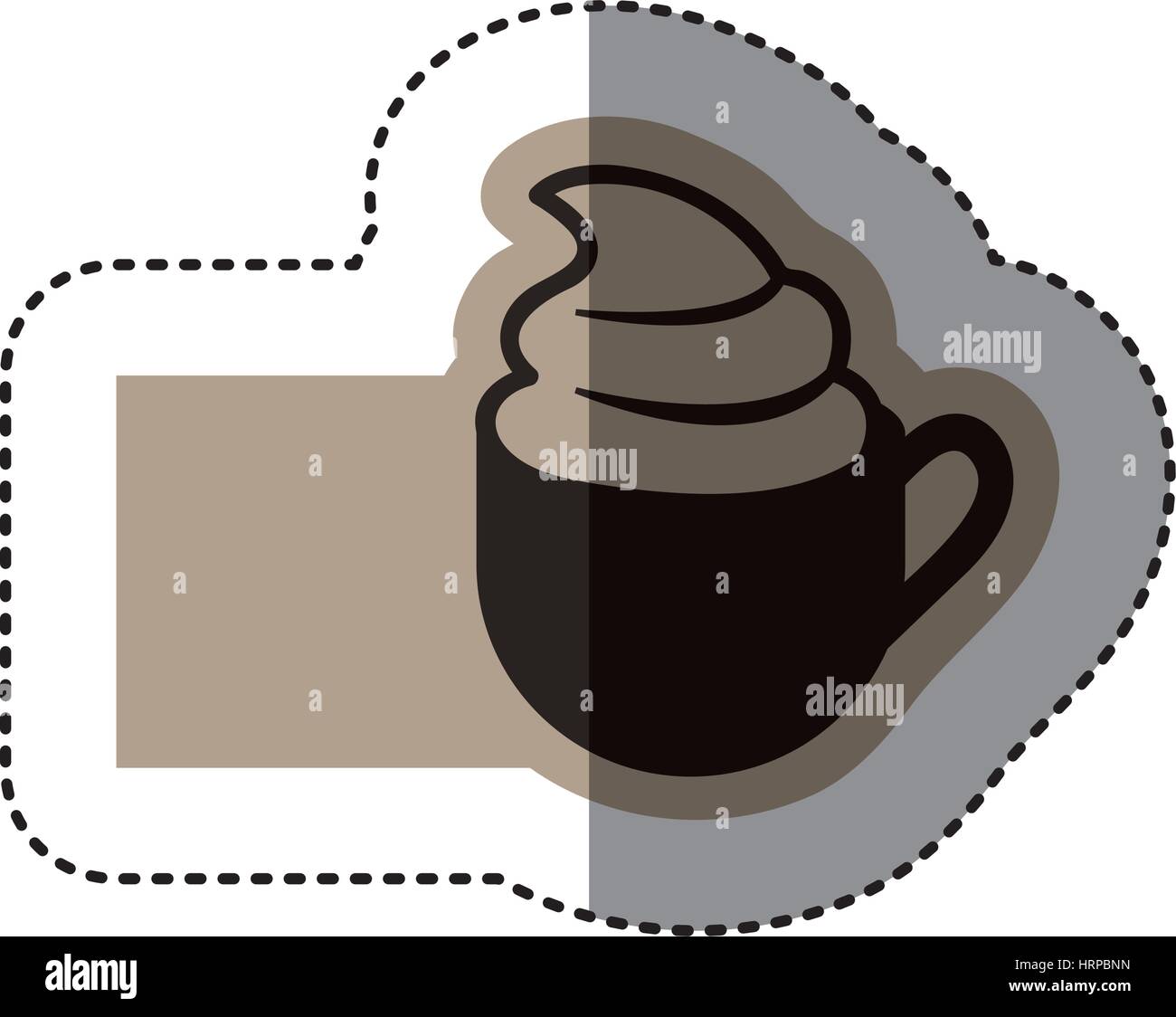 sticker monochrome emblem with coffee cup with cream Stock Vector Image ...