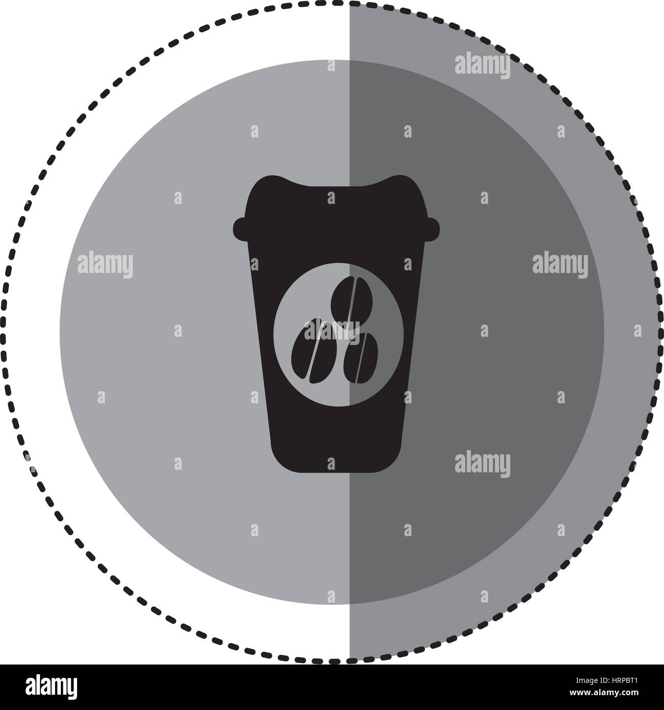 sticker monochrome circular emblem with disposable coffee cup Stock ...