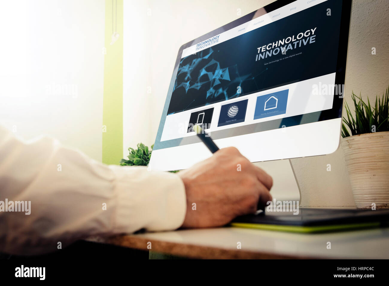 web developer designing an innovative website. All screen graphics are ...