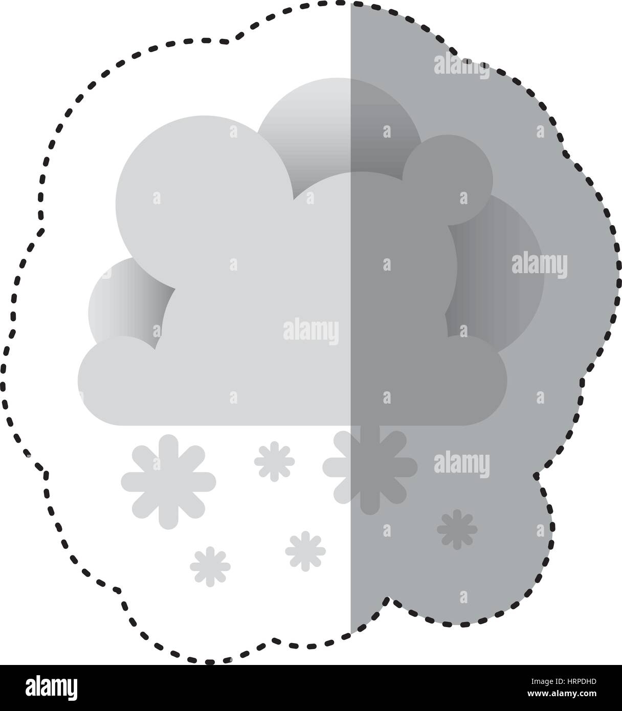 color sticker with cumulus of clouds and snow fall Stock Vector Image ...