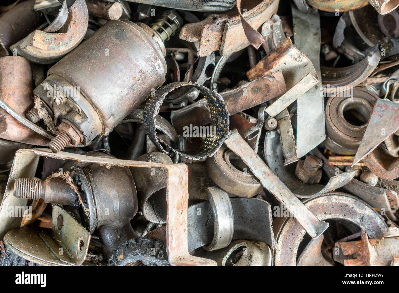 old rusty car parts and bearings Stock Photo