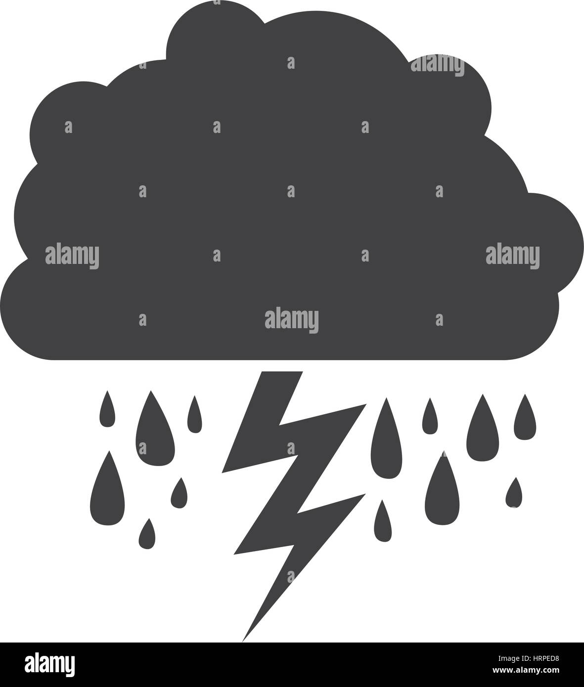 gray silhouette of cloud with rain and lightning Stock Vector Image ...