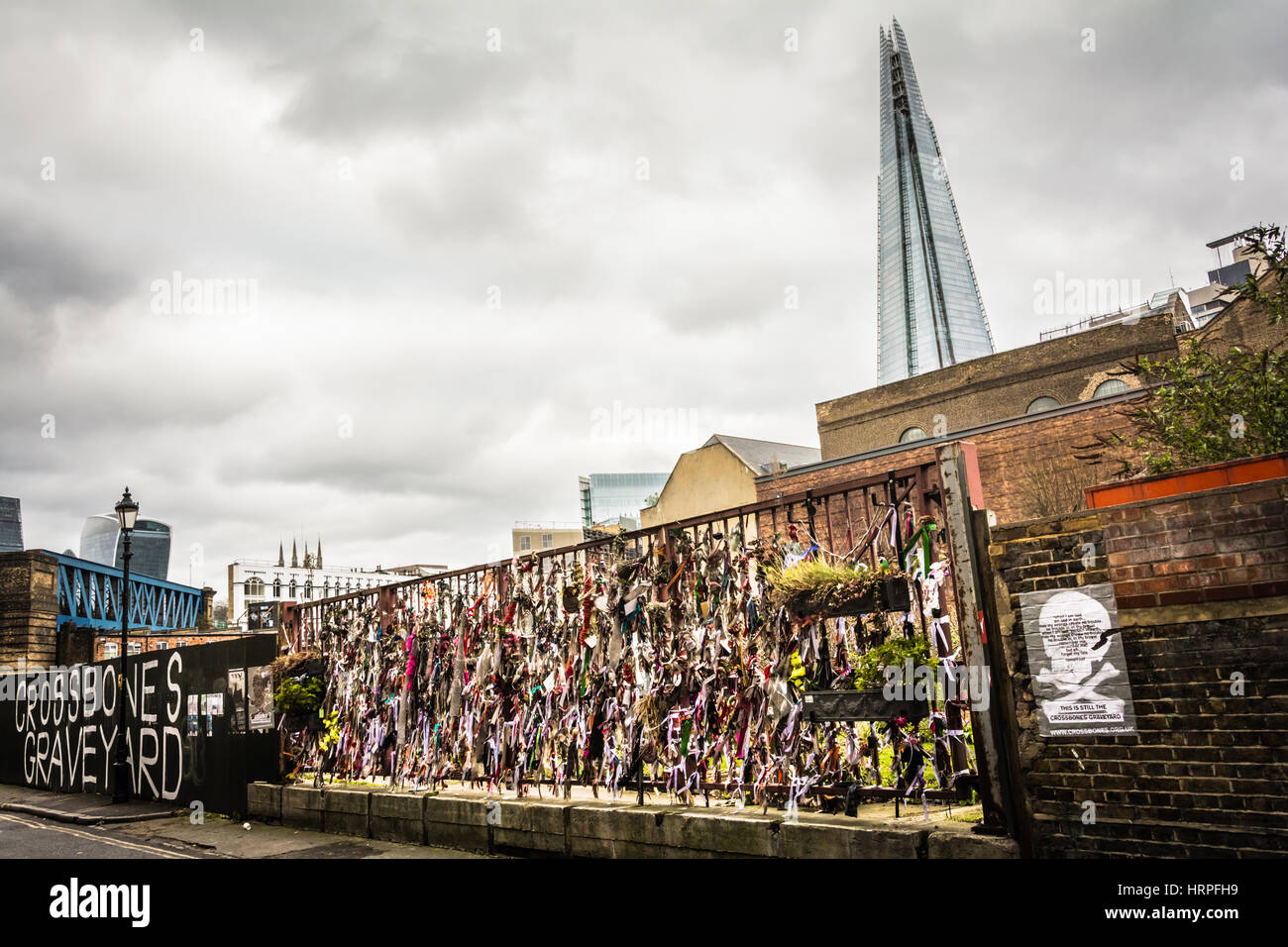Cross Bones is a disused burial ground in London borough of Southwark Stock Photo