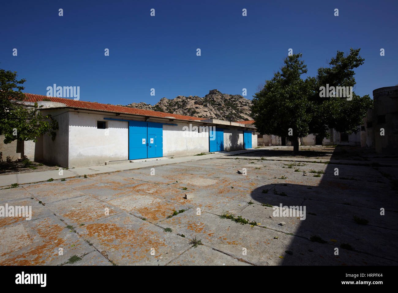 The courtyard of the prison at the island of Asinara in Sardinia, Italy Stock Photo