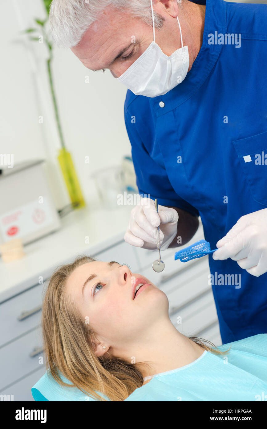 Woman at a dental appointment Stock Photo Alamy