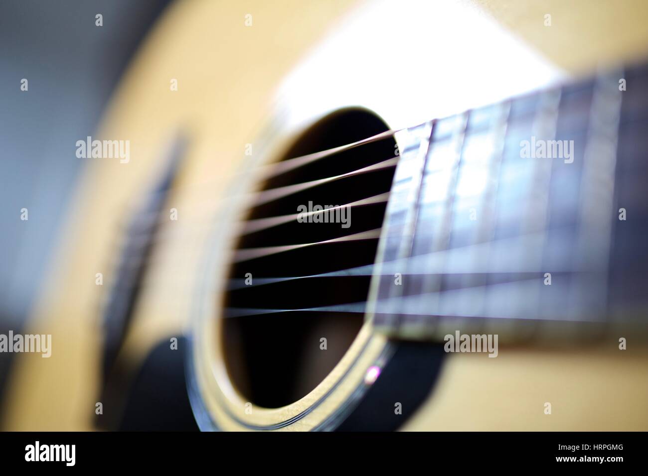 detail of six string Yamaha LLX16 electro acoustic guitar with solid spruce top and solid rosewood back and sides close up Stock Photo