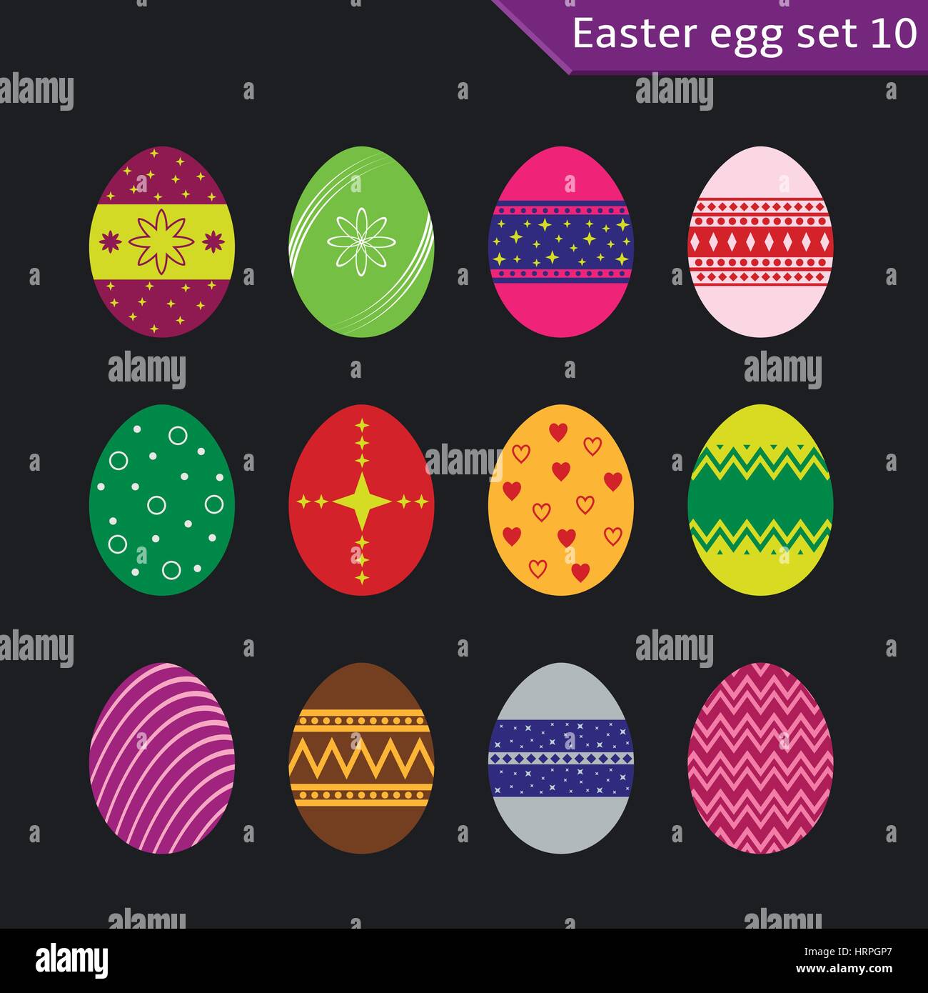 Easter eggs set Stock Vector Image & Art - Alamy
