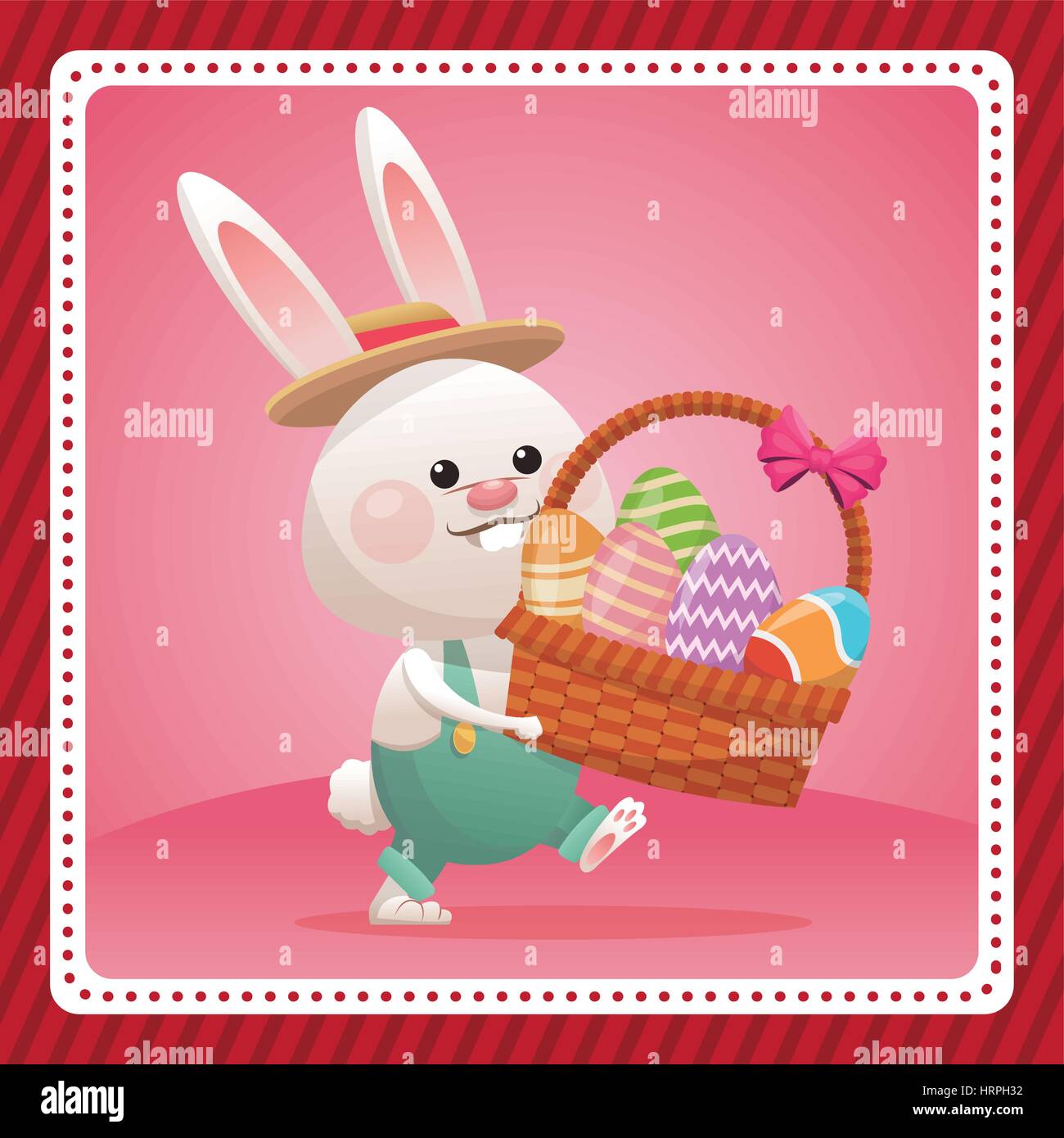 happy easter card bunny carrying egg celebration Stock Vector Image ...