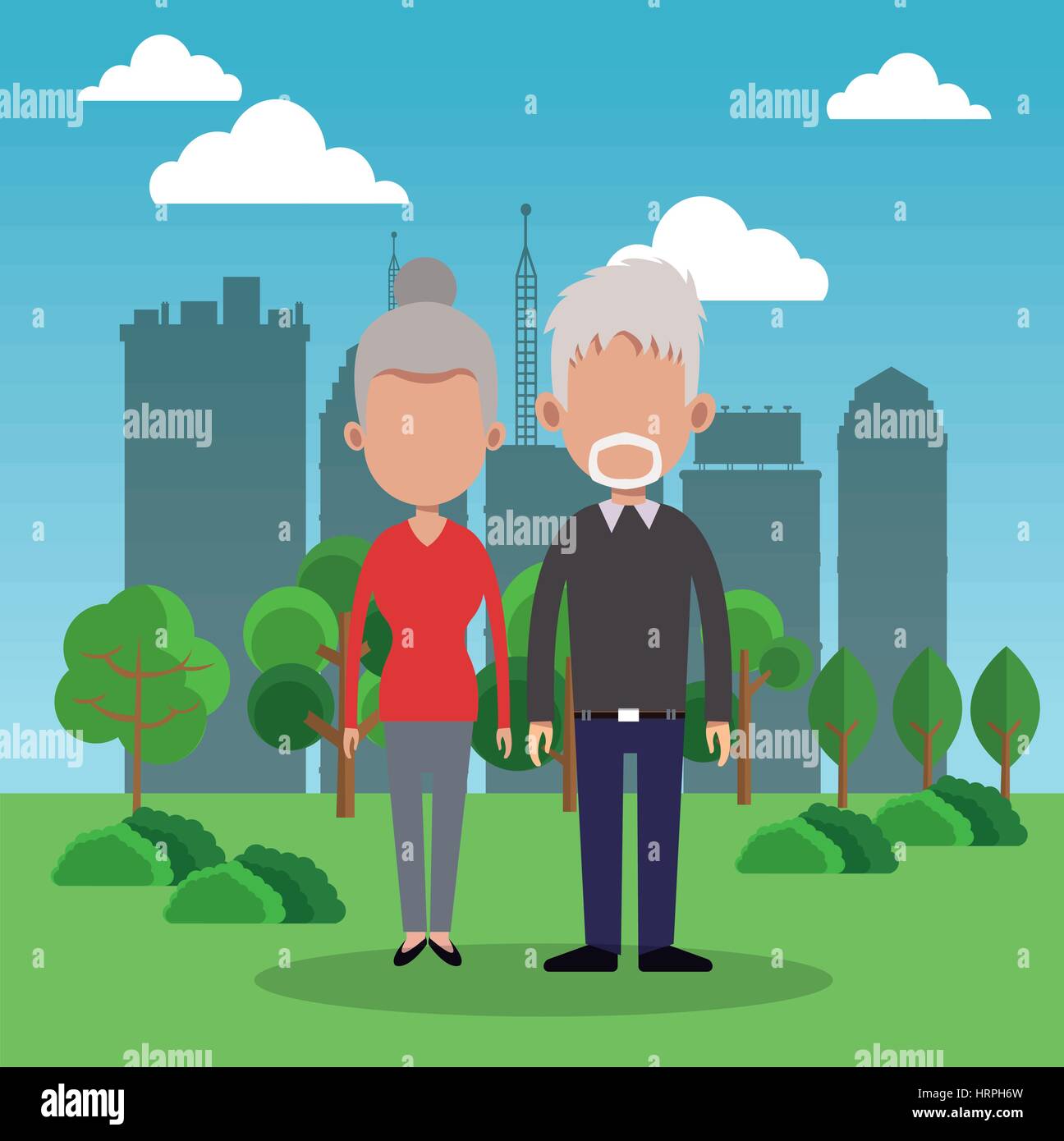 elderly couple park city background Stock Vector Image & Art - Alamy
