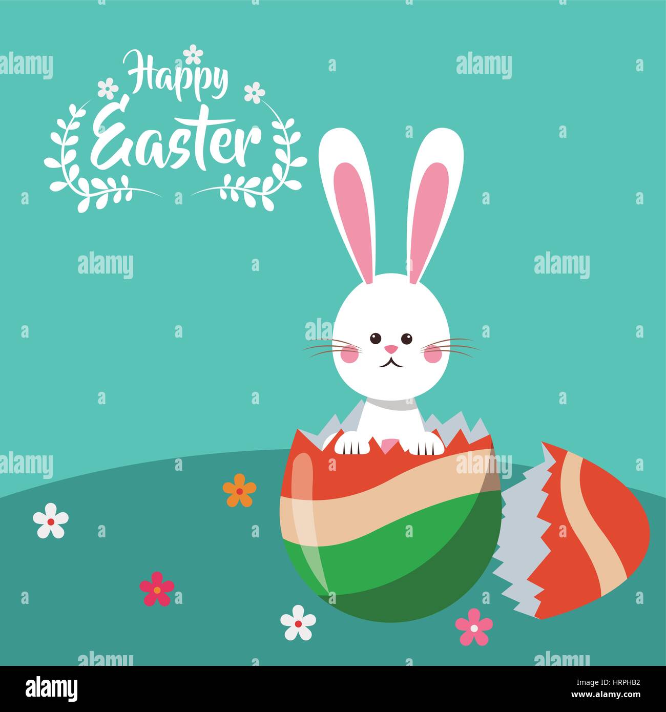 happy easter bunny broken egg celebration Stock Vector Image & Art - Alamy