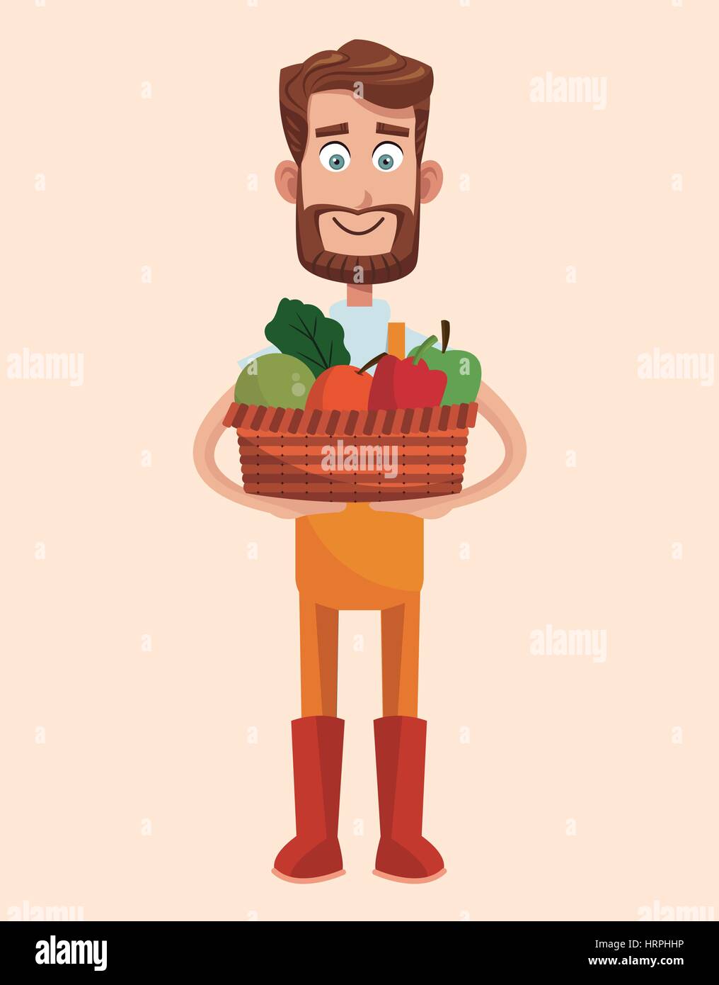 bearded farmer with vegetable basket Stock Vector Image & Art - Alamy